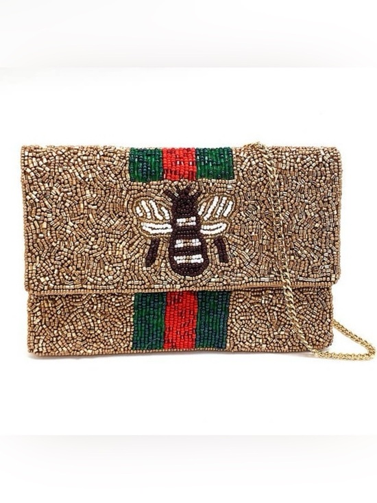 unbranded Handbags - Boutique Women Beaded Gold/Red/Green Bee Design Cross Body Purse NWOT